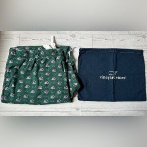 Vineyard Vines Green Whale & Flags Pajama Pants with Bag